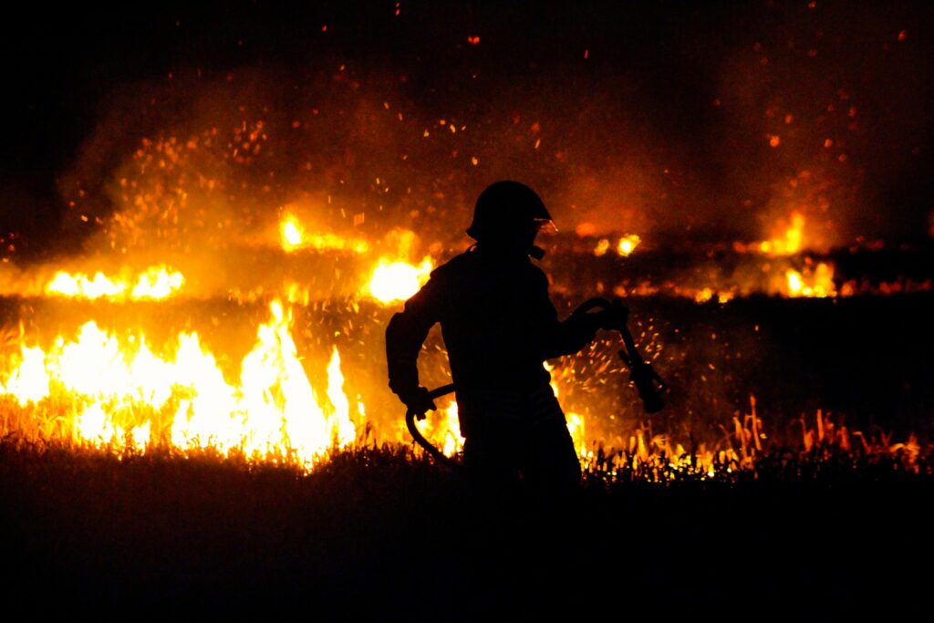 silhouette of man standing on grass field during night time