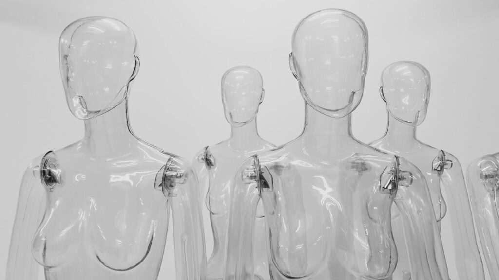 clear glass bottles on white background