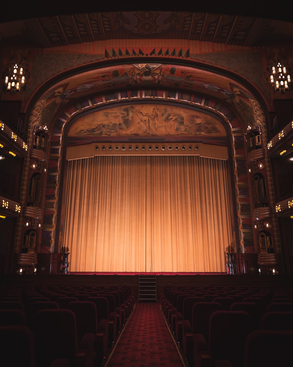 brown and red theater interior