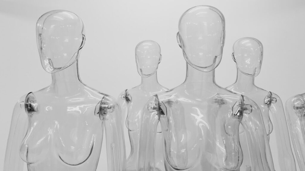 clear glass bottles on white background