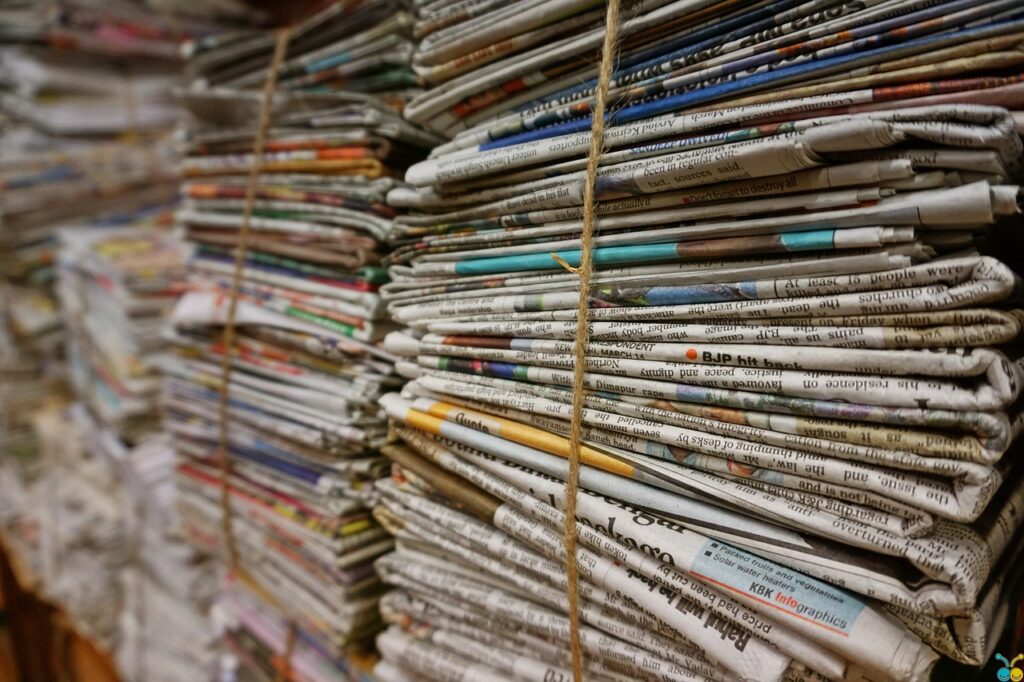 bundle, jute rope, newspaper