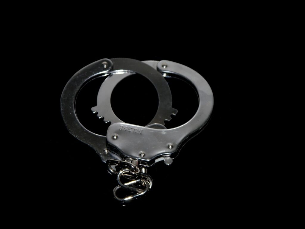 handcuff, black silver, caught